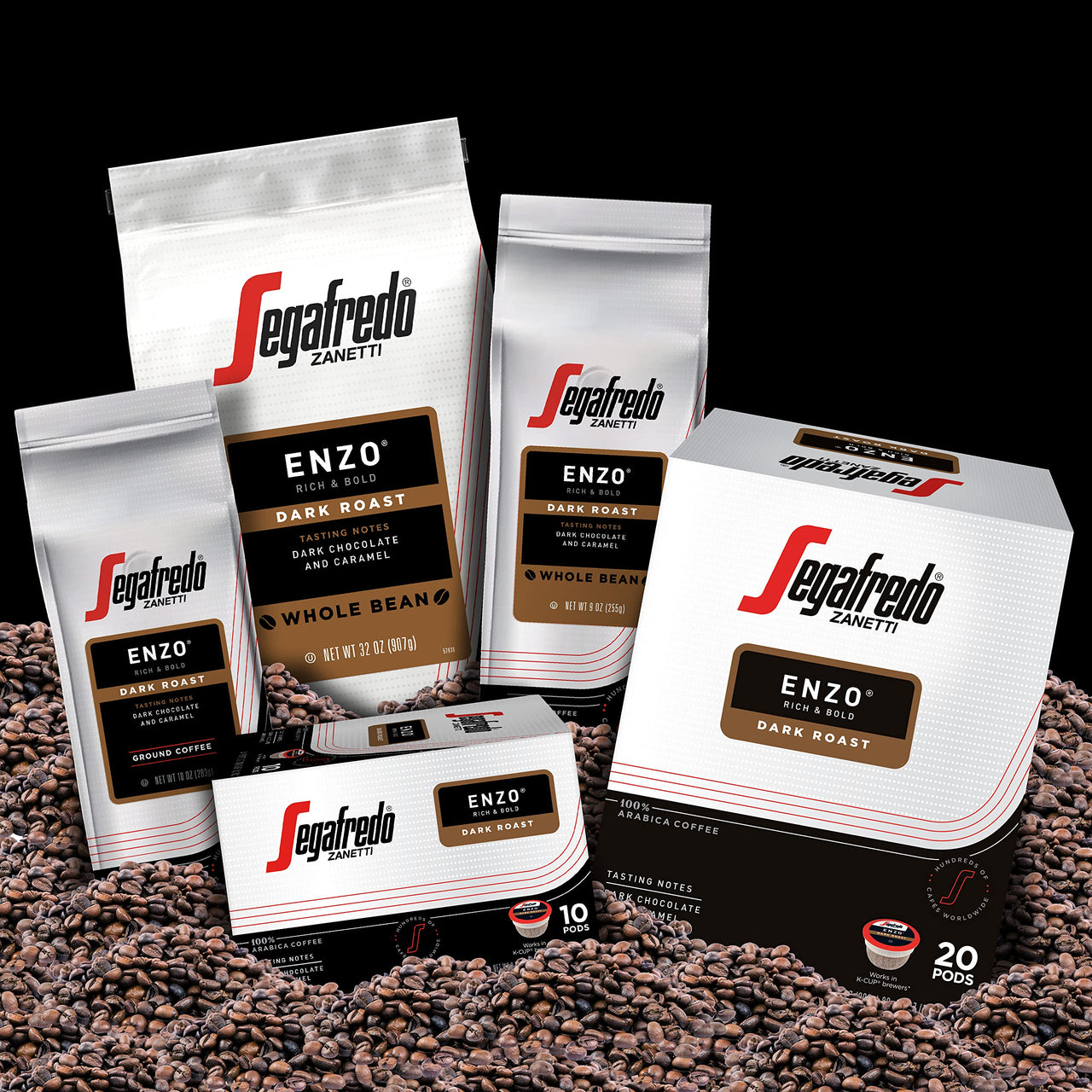 Segafredo Zanetti Ground Coffee, Enzo Dark Roast, Made with Arabica, Vivacious and Balanced Flavor
