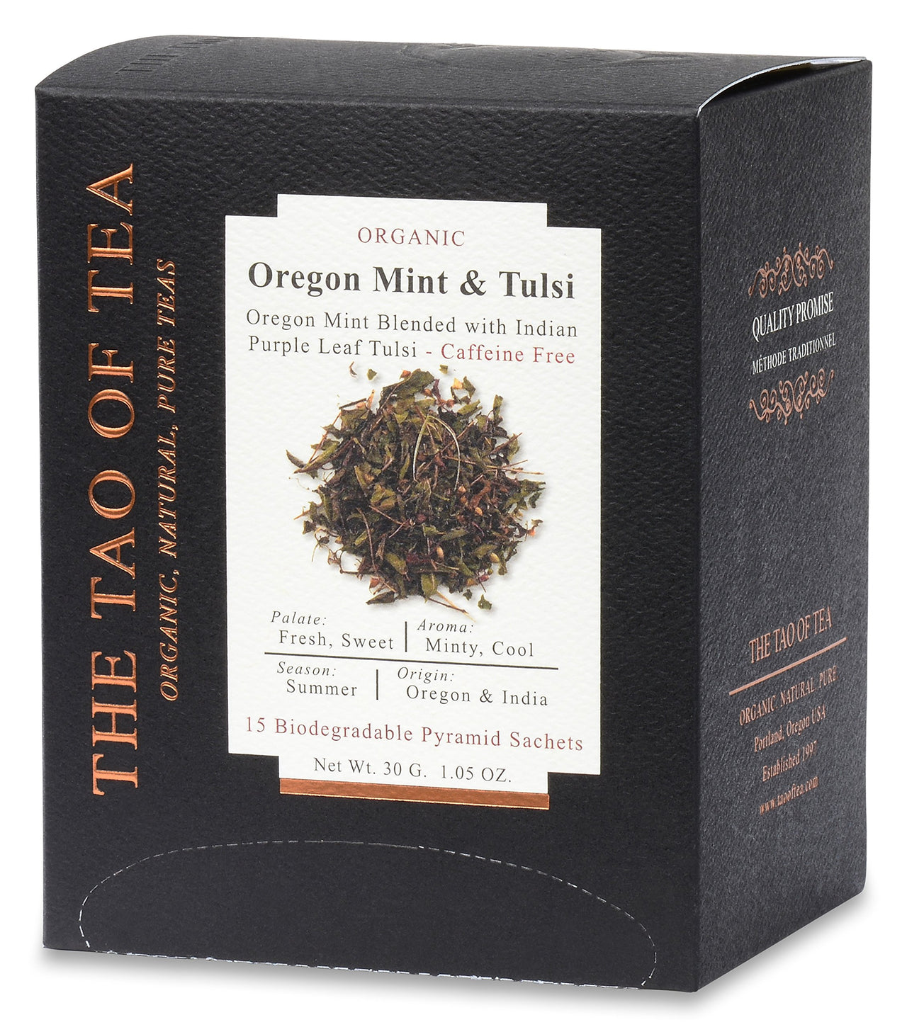 The Tao of Tea Oregon Mint & Tulsi Box Pyramid Sachets, 15 Pyramid Sachets