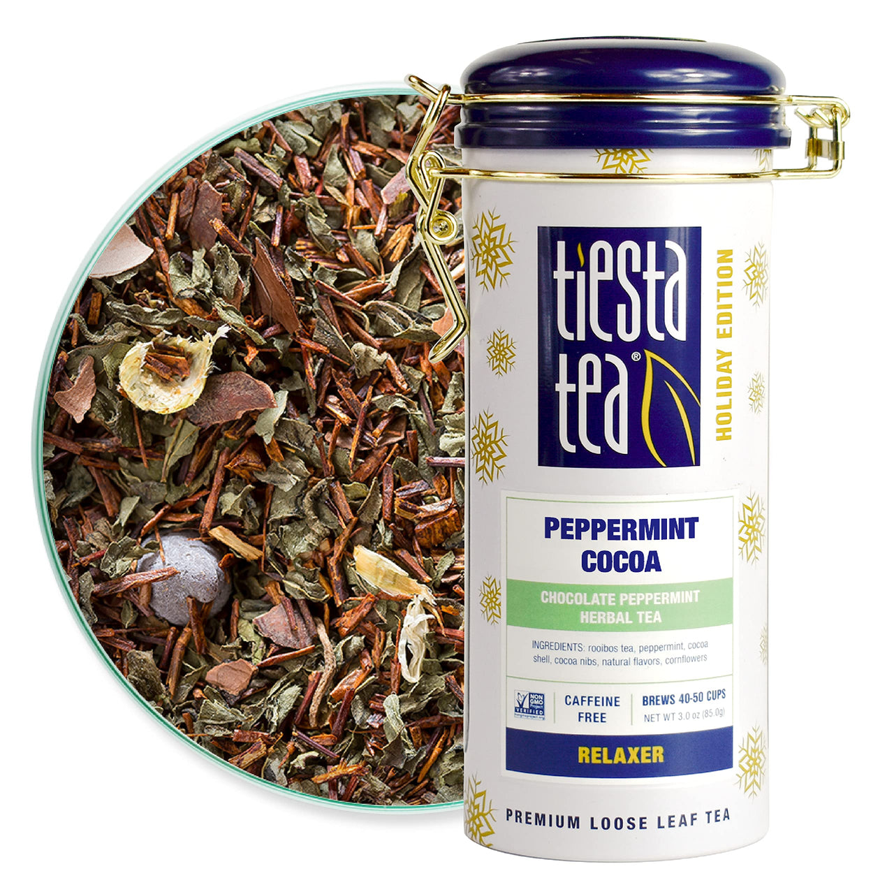 Tiesta Tea - Cozy Peppermint Cocoa, Loose Leaf Chocolate Peppermint Herbal Tea, No Caffeine, Hot & Ice Tea, 3 oz Tin - 50 Cups, Natural Flavors, Rooibos Herbal Tea Loose Leaf