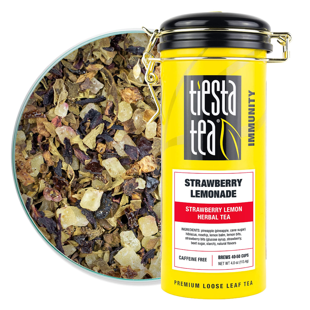 Tiesta Tea - Strawberry Lemonade, Loose Leaf Strawberry Lemon Herbal Tea, Non-Caffeine, Hot & Ice Tea, 4 oz Tin - 50 Cups, Natural Flavored, Herbal Tea Loose Leaf Blend