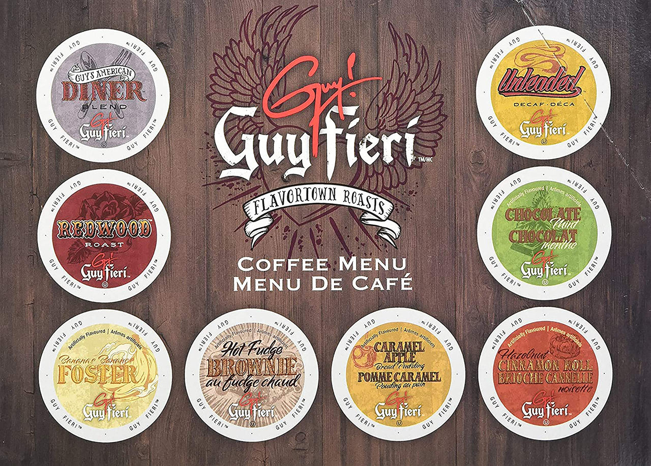 Guy Fieri Flavortown Roasts Coffee Pods, Redwood Roast, Bold Dark Roast Single Serve Coffee for Keurig K Cups Brewer Machines, 24 Count
