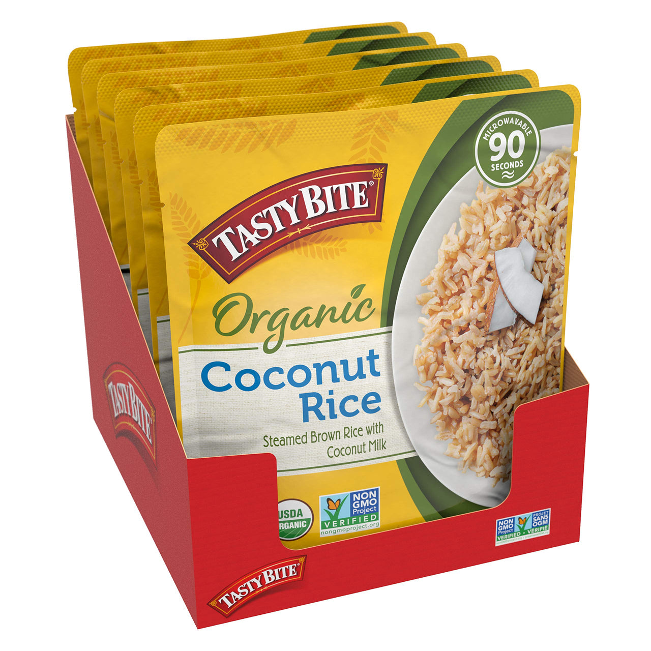 Tasty Bite Organic Coconut Rice, Microwaveable Cooked Rice, 8.8 Ounce (Pack of 6)
