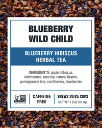 Tiesta Tea - Blueberry Wild Child, Loose Leaf Blueberry Hibiscus Herbal Tea, Non-Caffeinated, Hot & Iced Tea, 1.8 oz Pouch 20-25 Cups, Natural Flavors, Herbal Tea Loose Leaf Blend