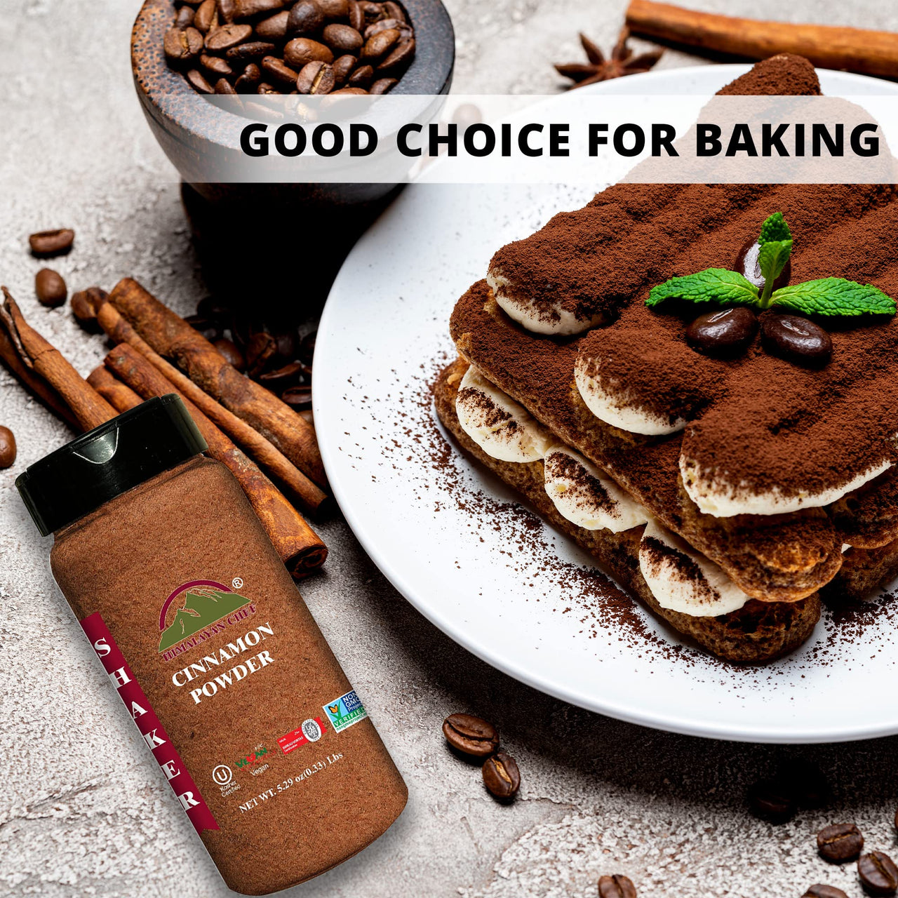 Himalayan Chef Organic Cinnamon Powder, Free from additives & Artificial Dyes, Non GMO & Gluten Free, Unique Cinnamon Powder Shaker 5.29 Oz