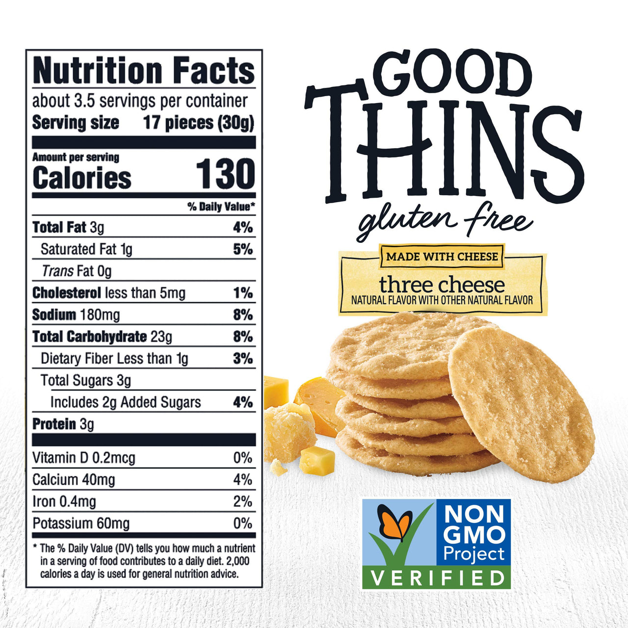 Good Thins Three Cheese Rice & Cheese Snacks Gluten Free Crackers, 3.5 oz