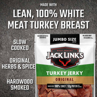 Jack Links Turkey Jerky, Original  Flavorful Meat Snack with 12g of Protein and 70 Calories, Made with 100% Turkey - 96% Fat Free, No Added MSG** or Nitrates/Nitrites, 5.85 oz. Sharing Size Bag