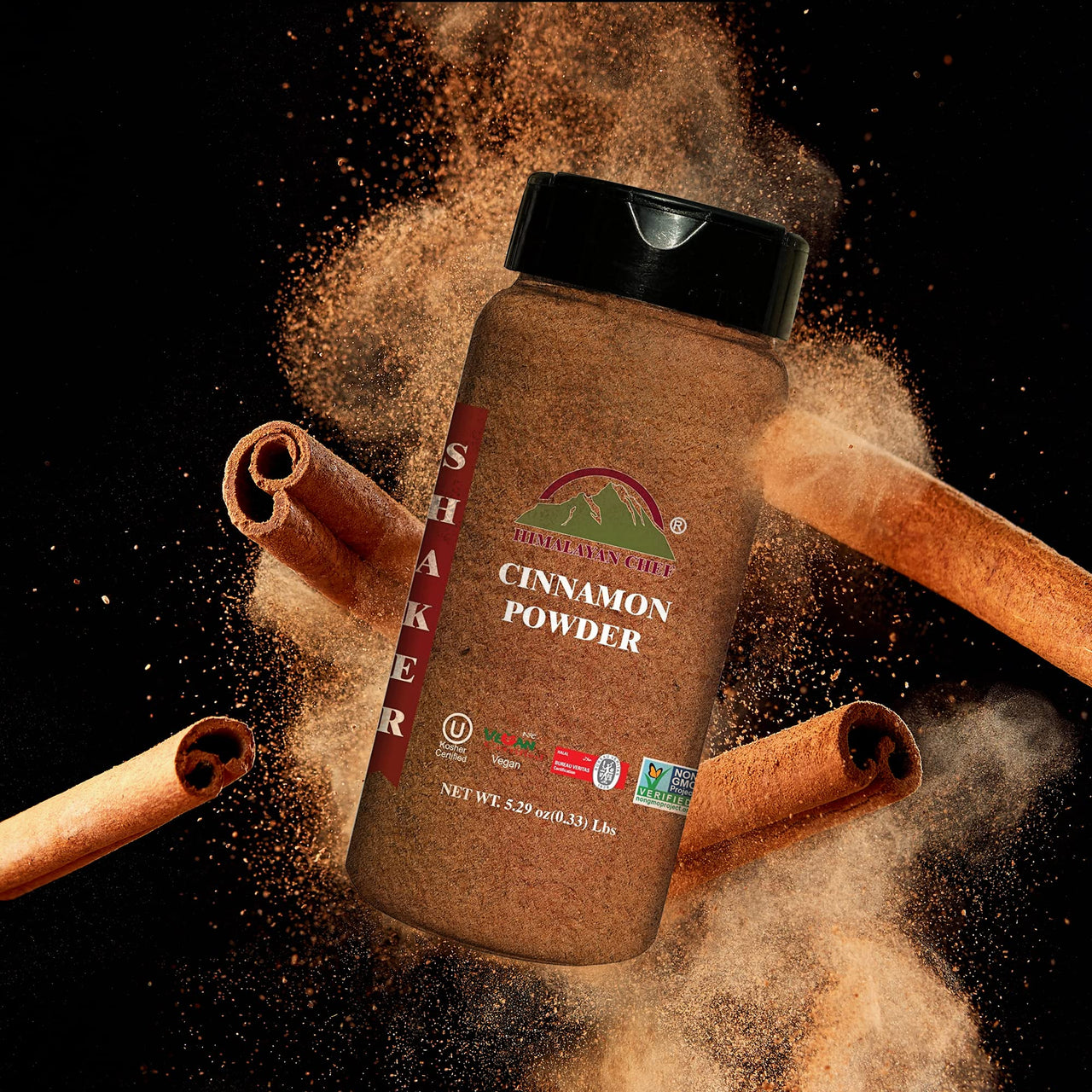 Himalayan Chef Organic Cinnamon Powder, Free from additives & Artificial Dyes, Non GMO & Gluten Free, Unique Cinnamon Powder Shaker 5.29 Oz