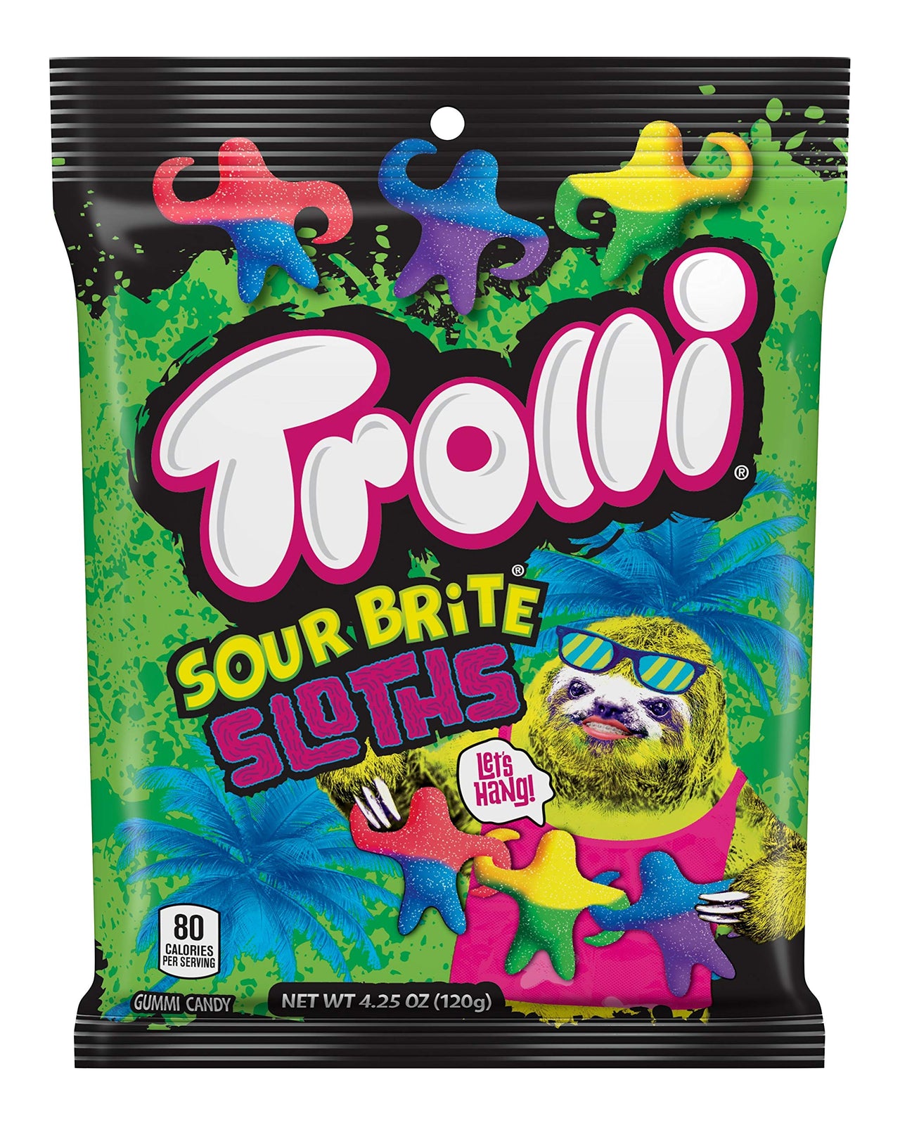 Trolli Sour Brite Sloths Gummy Candy, 4.25 Ounce, Pack of 12