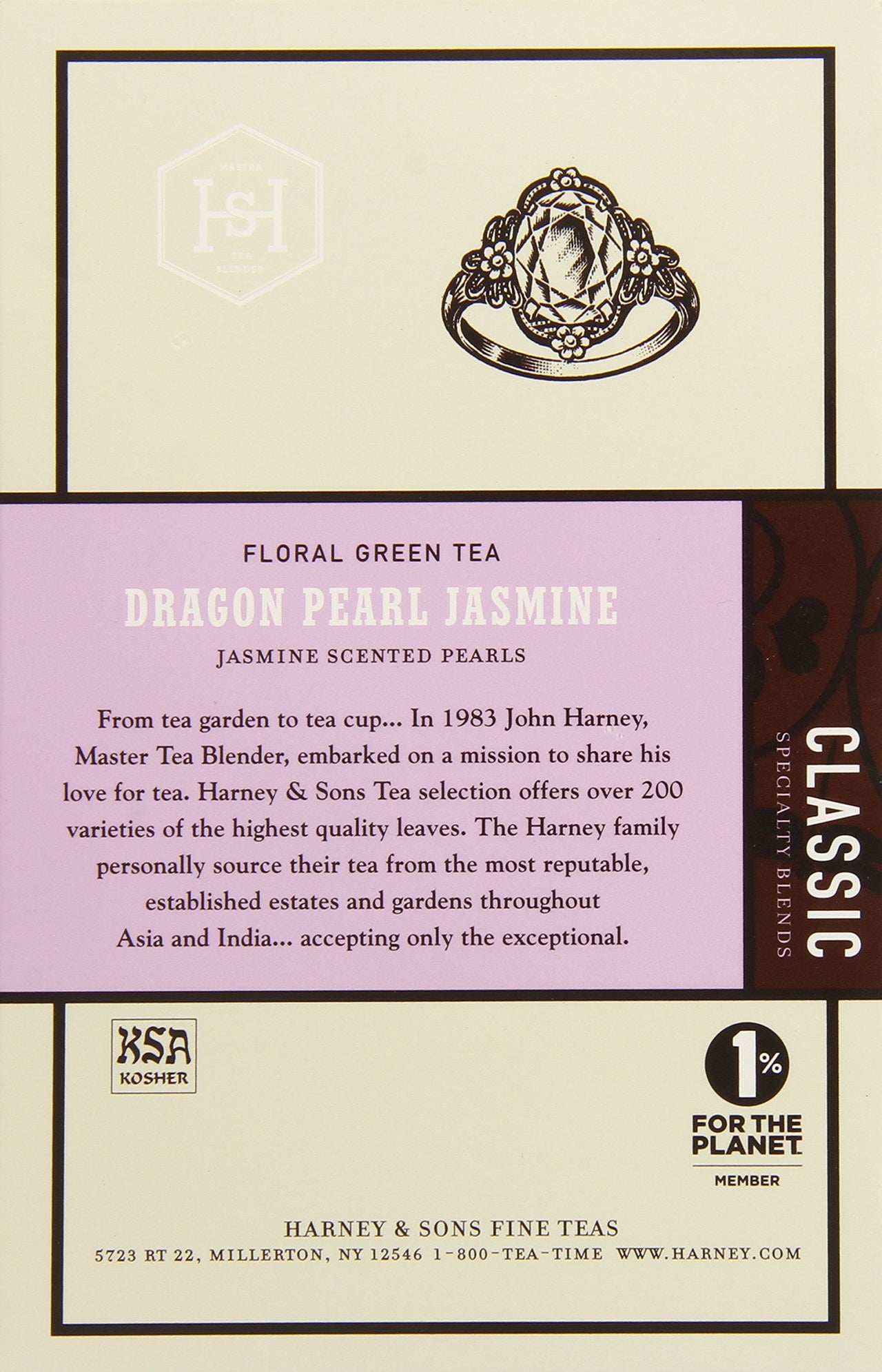 Harney & Sons Dragon Pearl Green Tea Sachets, Jasmine, 1.7 Oz