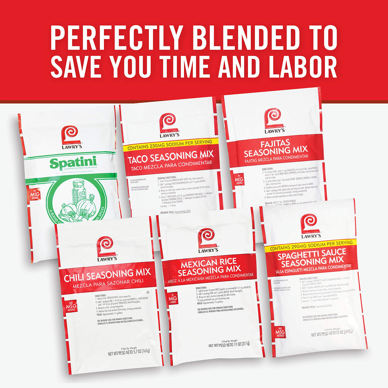 Lawry's  Fajitas Seasoning Mix, 8.9 oz - One 8.9 Ounce Packet of Fajita Seasoning Mix to Flavor Steak, Chicken, Rice Jambalaya, Fajitas and More