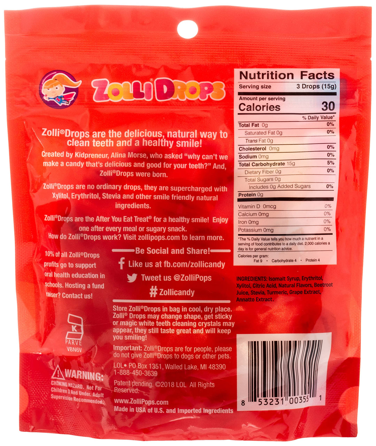 Zollipops Peppermint Hard Candy Drops - Sugar Free, Vegan KETO Allergen Free Zero Sugar 3oz, Assorted