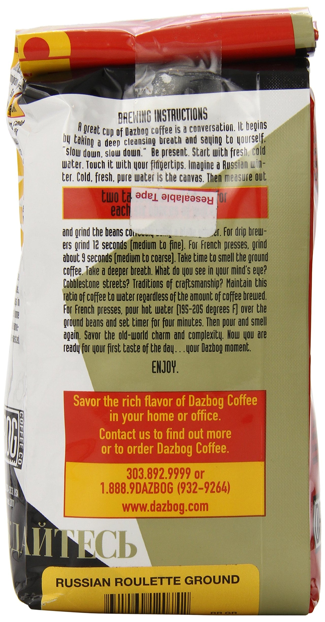 Dazbog Coffee | Roulette Blend | Ground Coffee | 11 oz. | Light & Dark Roasts | Smoky French Roasted Coffee | Full Bodied Blend | Vacuum Sealed Freshness