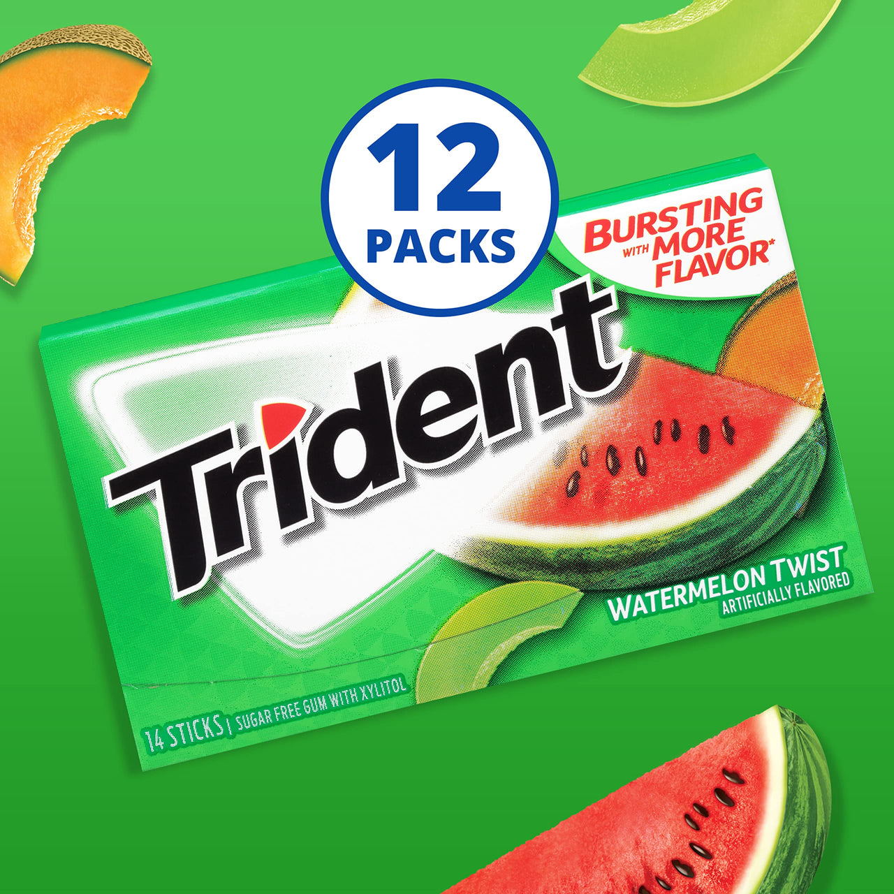 Trident Watermelon Twist Sugar Free Gum, 14 Count (Pack of 12)