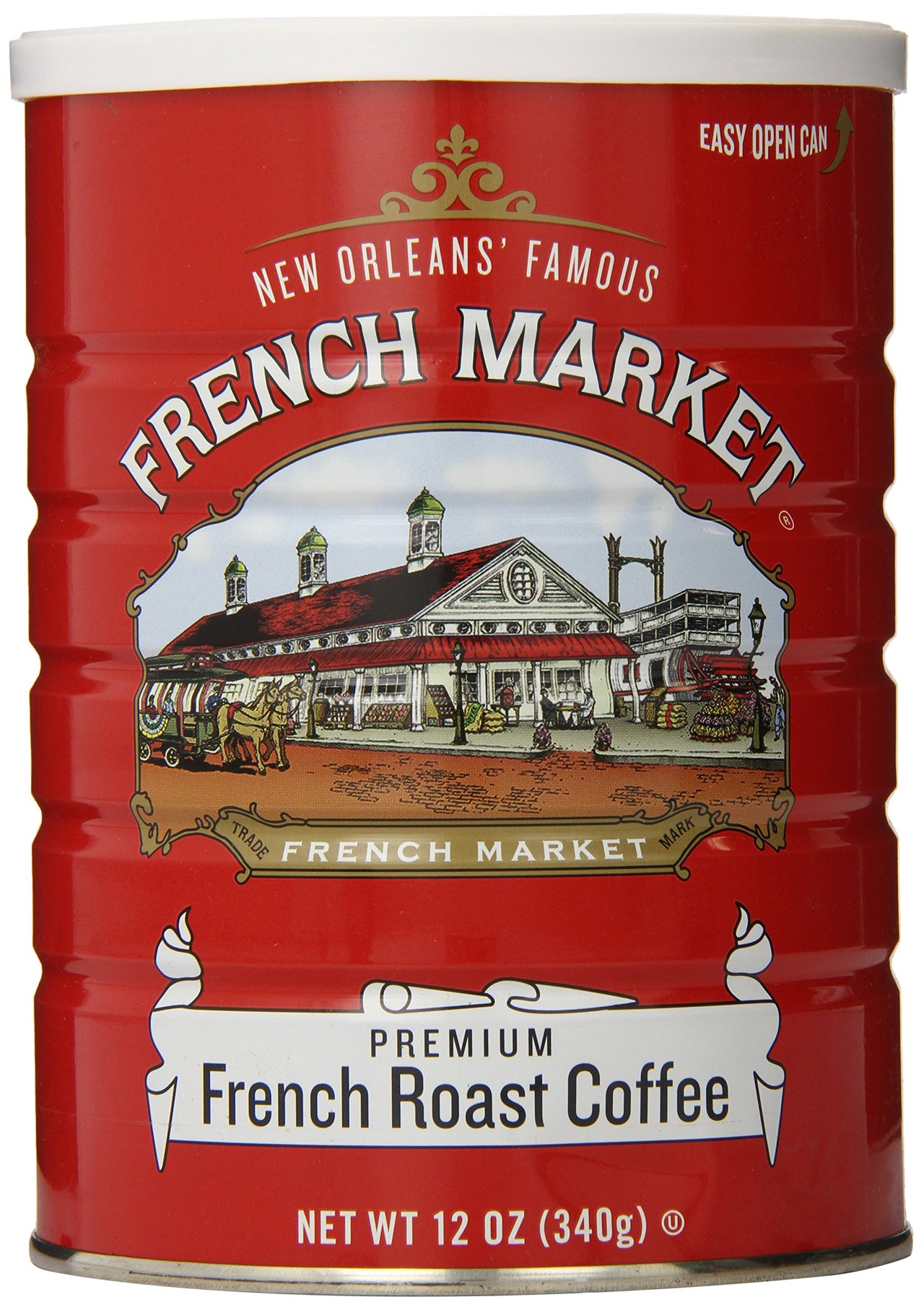 French Market Coffee, French Roast Ground Coffee, 12 Ounce Metal Can