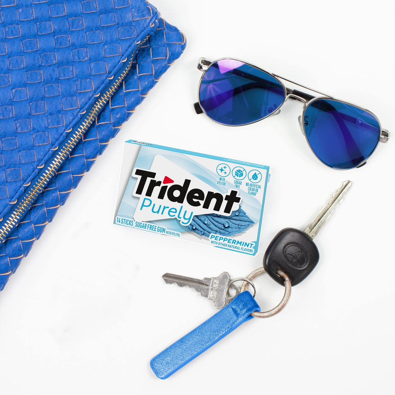 Trident Purely Peppermint Sugar Free Gum, 12 Packs of 14 Pieces (168 Total Pieces)