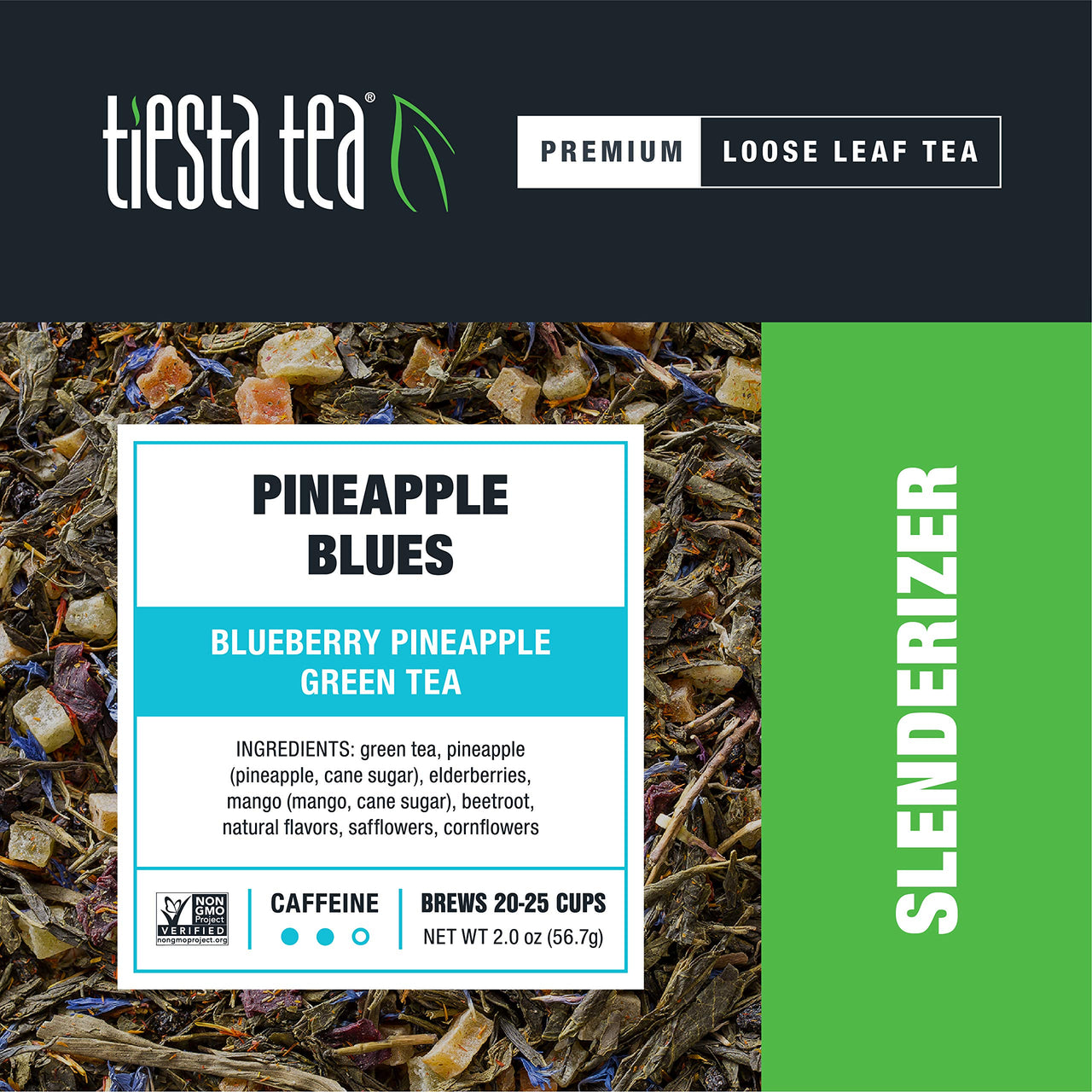 Tiesta Tea - Pineapple Blues, Loose Leaf Blueberry Pineapple Green Tea, Medium Caffeine, Hot & Iced Tea, 2 oz Pouch - 25 Cups, Natural, Metabolism & Energy Boost, Green Tea Loose Leaf