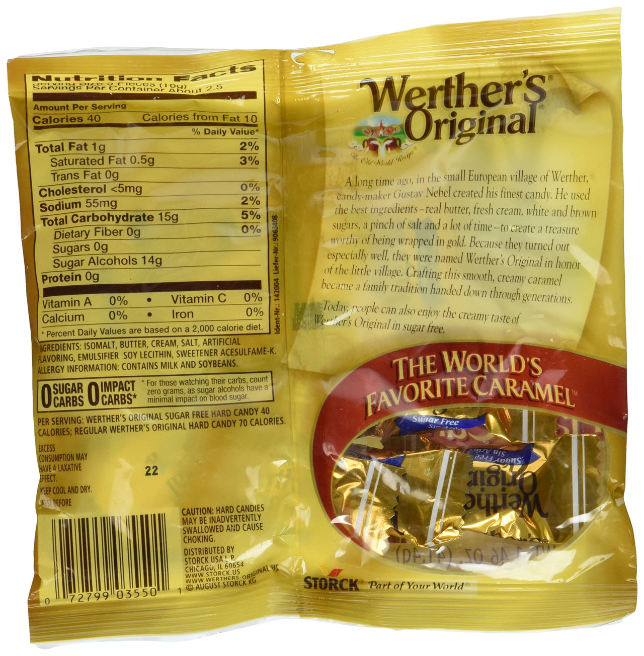 Werther's  Original Sugar Free Hard Candies 1.46 Oz (3 Pack)