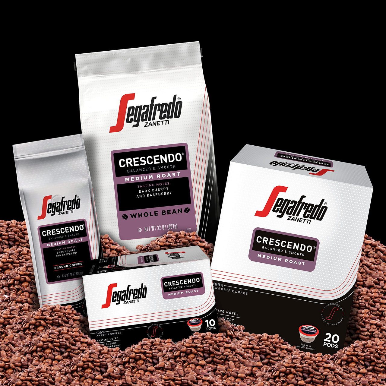 Segafredo Zanetti Ground Coffee, Crescendo Medium Roast, Made with Arabica, Vivacious and Balanced Flavor