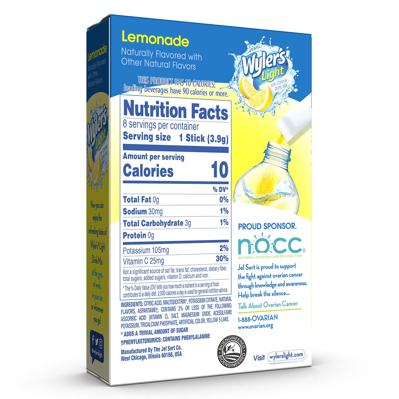 Wyler's  Light Singles Water Drink Mix To Go Powder Packets, Lemonade, 8 Count (Pack of 2)