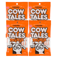 Goetze Cow Tales Minis Chewy Caramel with Cream Center Candies Great for Snacking Halloween Trick or Treats, Christmas Stockings Birthday Goody Bag Filler & Party Favor 4oz Pack of 4
