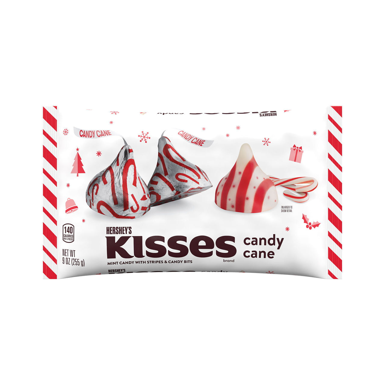 HERSHEY'S, KISSES Candy Cane Mint With Stripes and Candy Bits Candy, Christmas, 9 oz, Bag