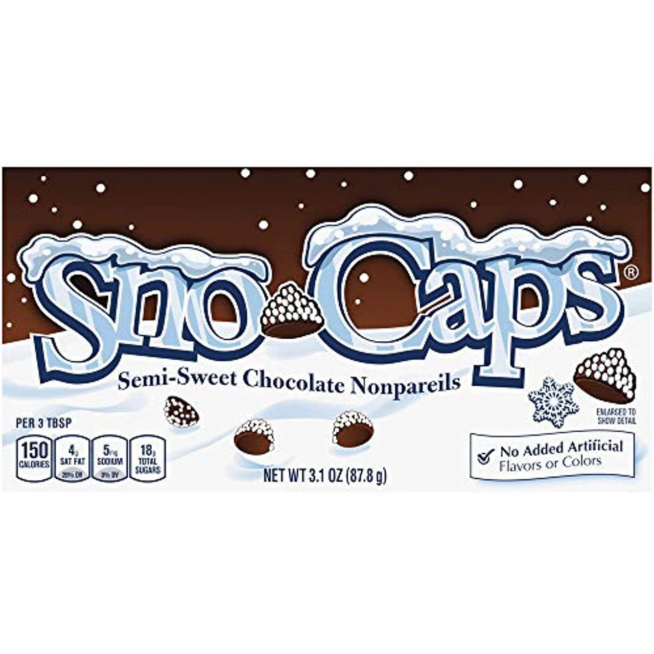 Sno-Caps Semi Sweet Chocolate Nonpareils, Bulk Candy, Perfect Valentine’S Day Gift, 3.1 Oz, Pack Of 15