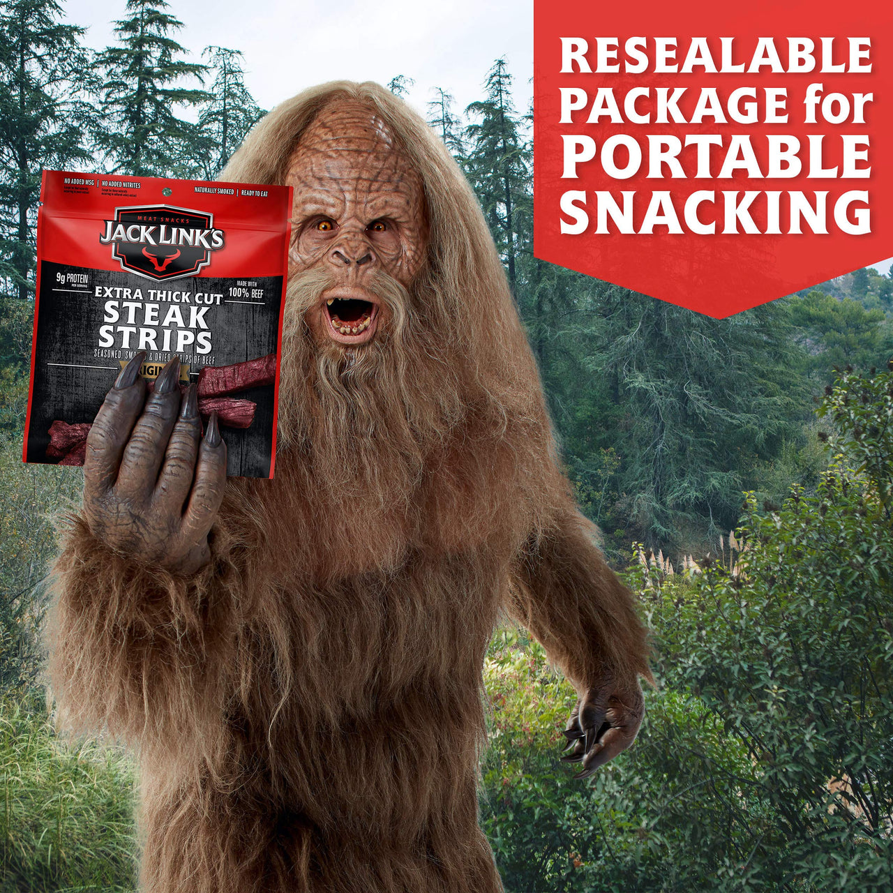 Jack Link's  Extra Thick Cut Steak Strips, Beef Jerky, Original Flavor, Ready to Eat Snack Bags, 9g of Protein, 70 Calories, Made with Premium Beef, 96 Percent Fat Free, 2.6 Oz (Pack of 4)
