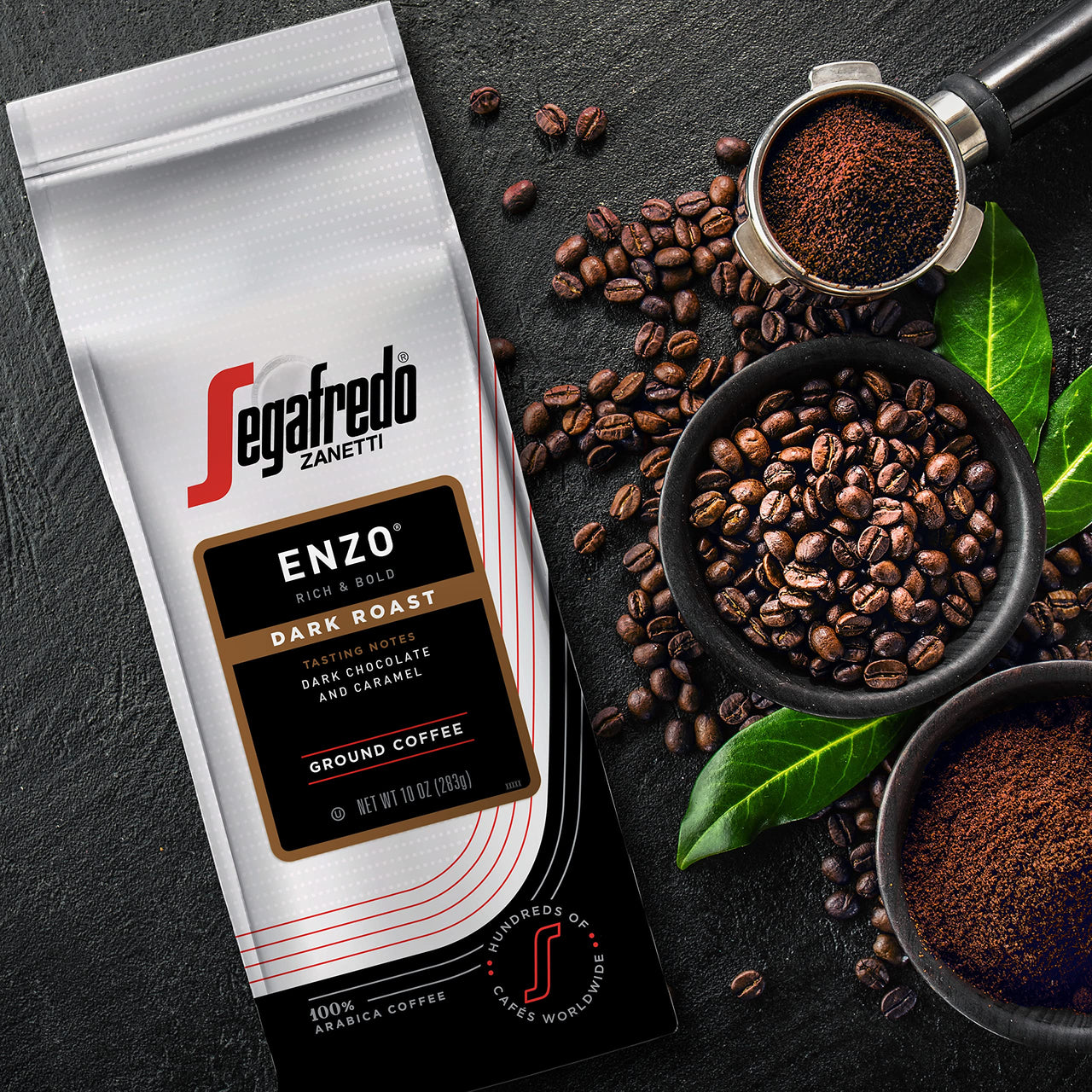 Segafredo Zanetti Ground Coffee, Enzo Dark Roast, Made with Arabica, Vivacious and Balanced Flavor