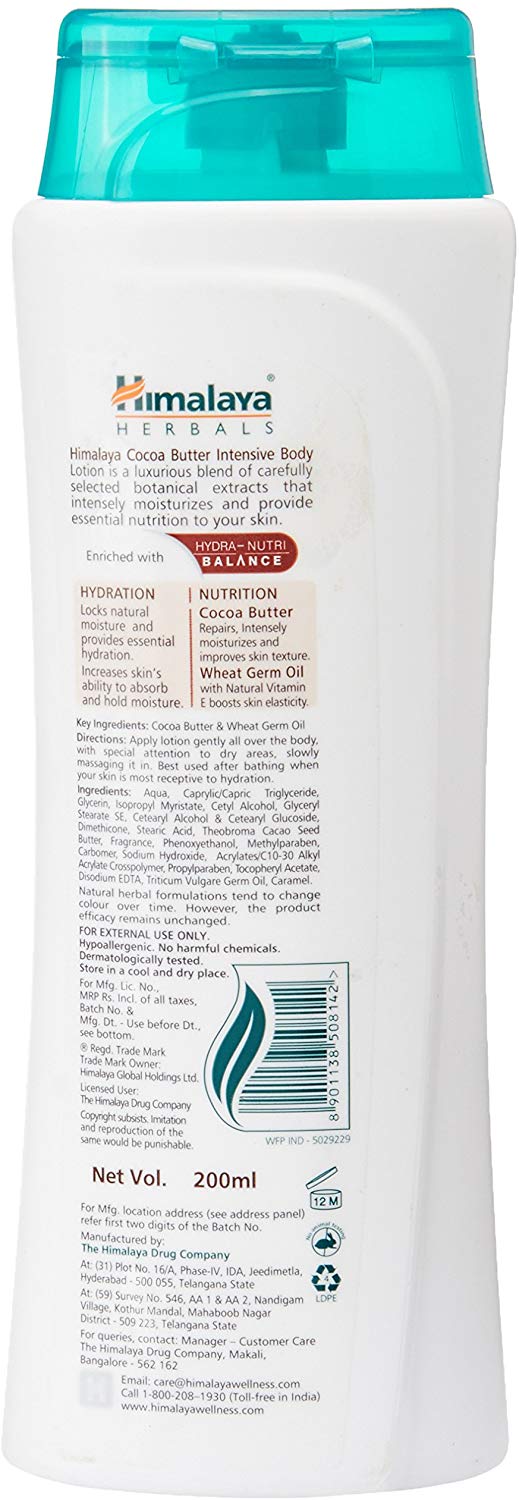 Himalaya Herbals Intensive Body Lotion, Cocoa Butter, 200ml