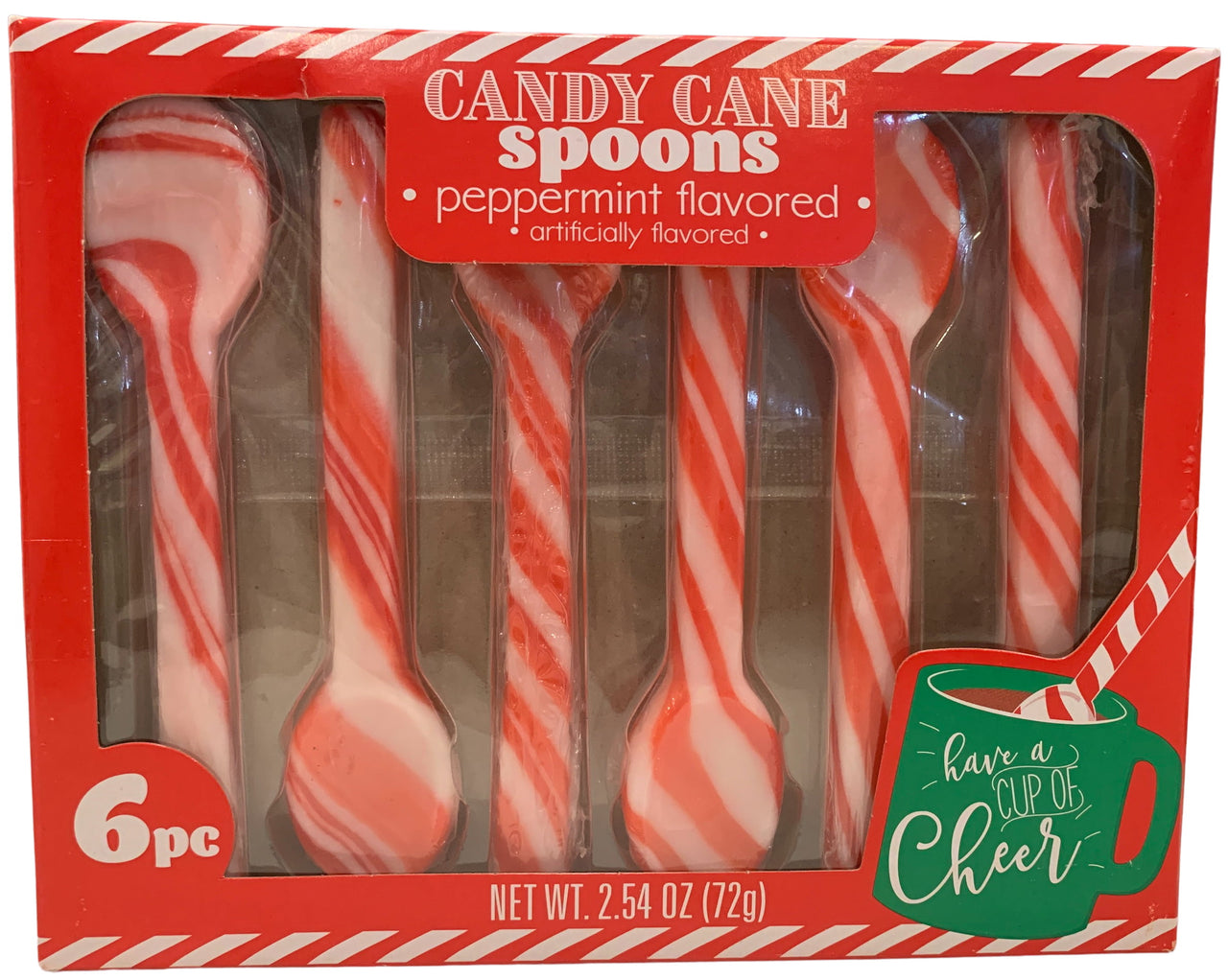 Peppermint Candy Cane Spoons Pack of Six