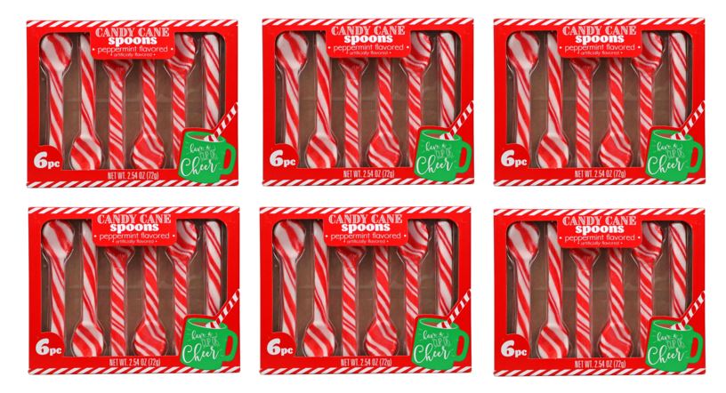PSLLC Peppermint Candy Cane Spoons, 6-ct. Per Box - 6 Boxes (36 Spoons)