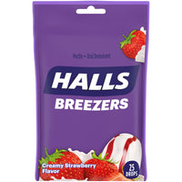 HALLS Breezers Creamy Strawberry Throat Drops 25 Drops