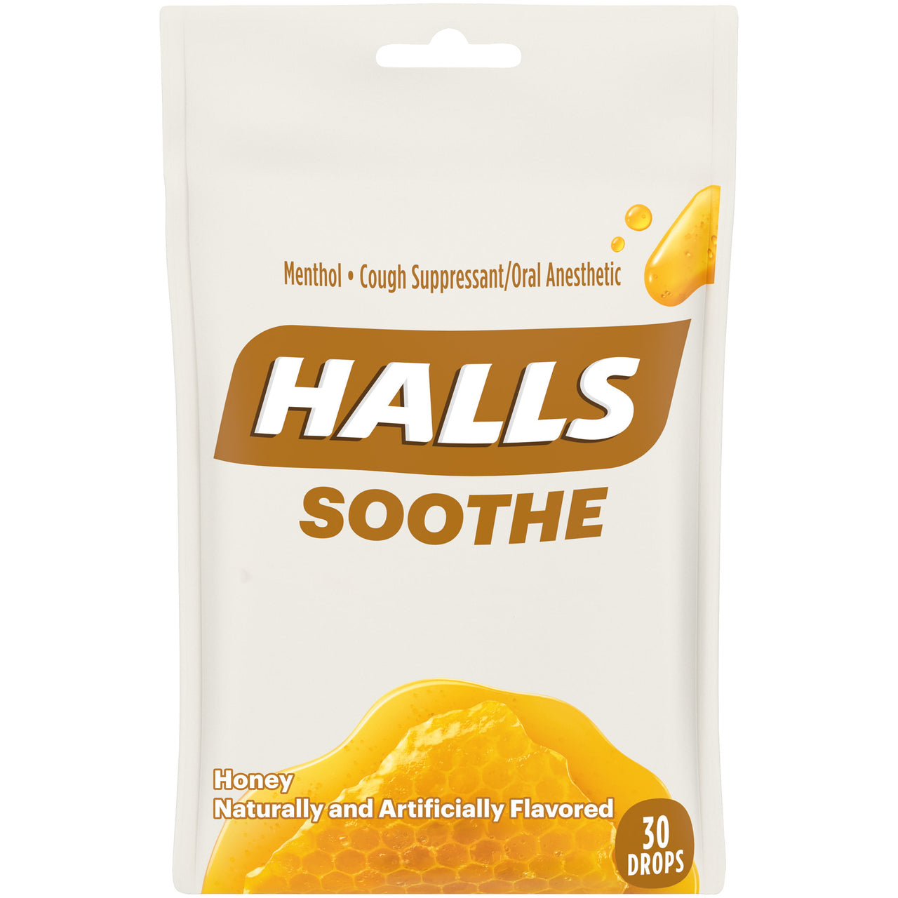 HALLS Soothe Honey Cough Drops, 30 Drops