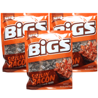 Bigs Sizzlin Bacon Flavored Sunflower Seeds Do Flavor Bigger Keto Friendly Low Carb Lifestyle Great Kid Adult Snack Roasted in USA, 3.63 oz - Pack of 3
