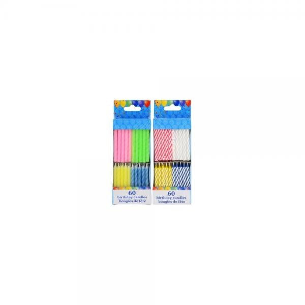 120 Spiral Birthday Candles 60 Pastel and 60 Spiral Brights