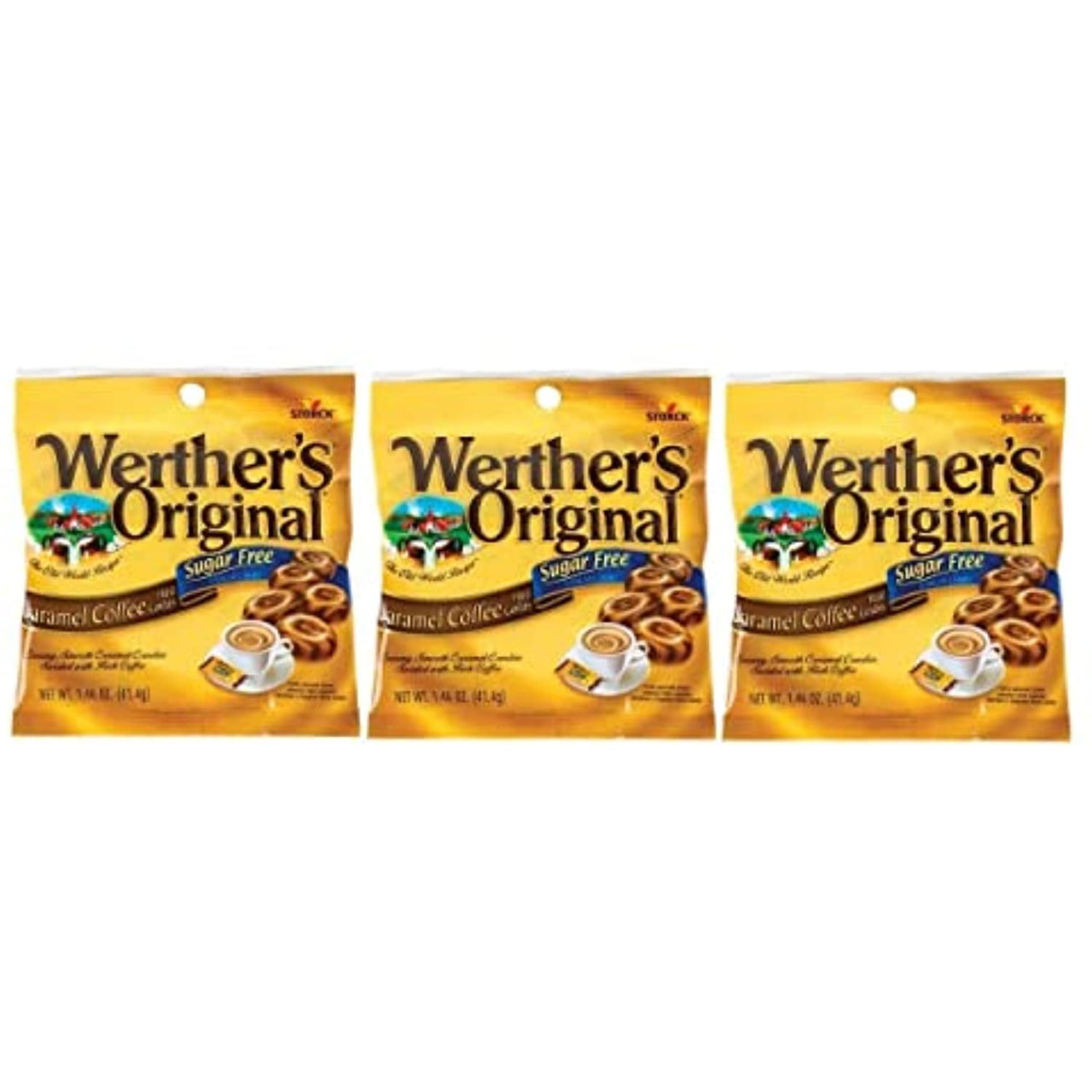 Werthers Original Caramel Coffee Hard Candies (Sugar Free, 1.46 Oz 3 Pack)