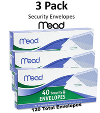 Mead #10 Security Envelopes, 40 Count  Pack of 3!!! Envelopes